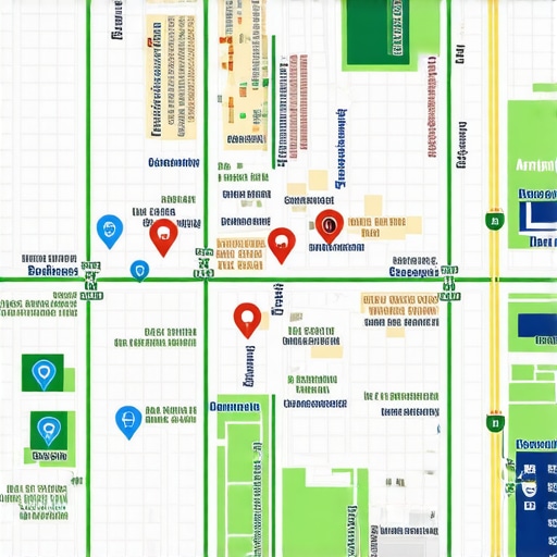 Map of Arlington with local business icons and SEO analytics overlay