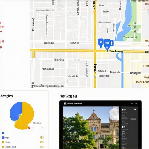 SEO dashboard with Arlington landmarks and Google Maps data