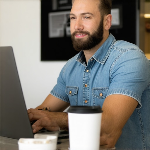 Business owner updating Google My Business profile for Arlington local SEO