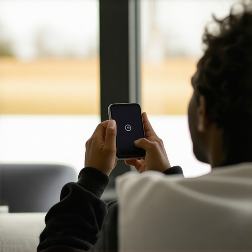 Person speaking to a voice-activated device in Arlington neighborhood.