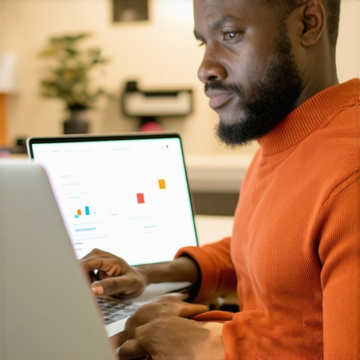 Arlington business owner working on Google My Business profile on laptop