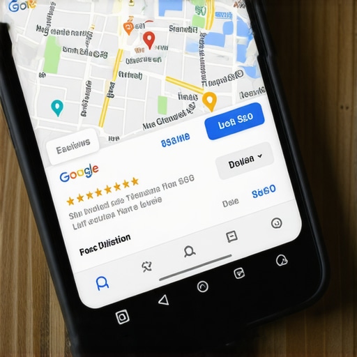 Smartphone screen showing a well-optimized Google Maps business profile with reviews