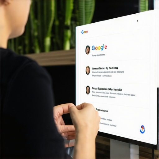 Arlington business owner managing Google My Business profile with positive reviews