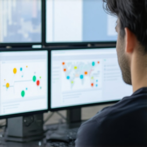 Person studying SEO analytics monitoring Google Maps rankings.