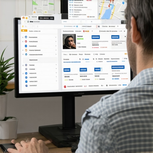 A person reviewing local SEO and Google Maps ranking data on a laptop.