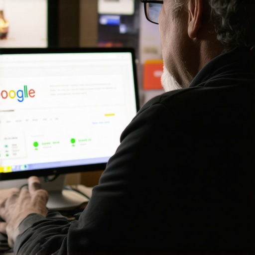 Business owner updating Google My Business listing on a laptop in Arlington