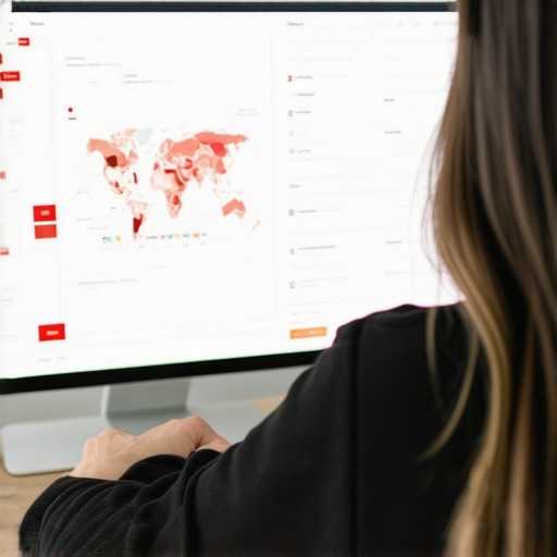 Digital marketer reviewing local SEO analytics for Arlington business with maps and graphs