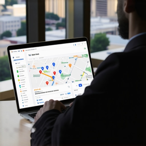 SEO expert reviewing Google Maps rankings for Arlington business on laptop
