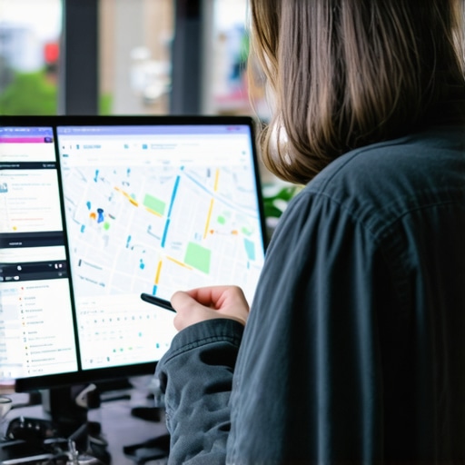 Business owner reviewing local maps and SEO metrics in Arlington, Texas.