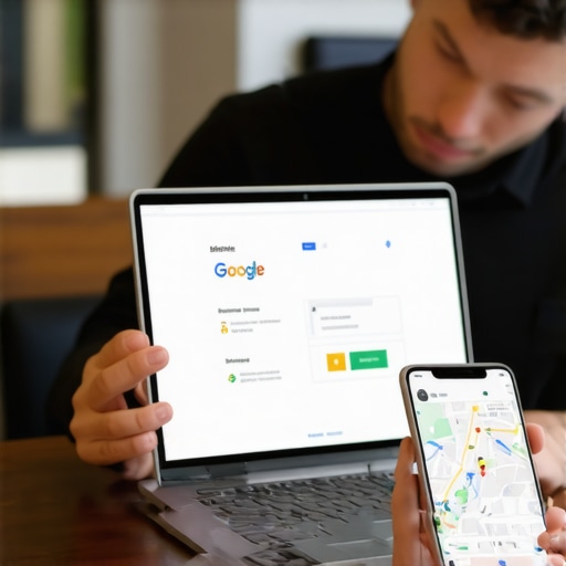 Business owner updating Google My Business listing in Arlington